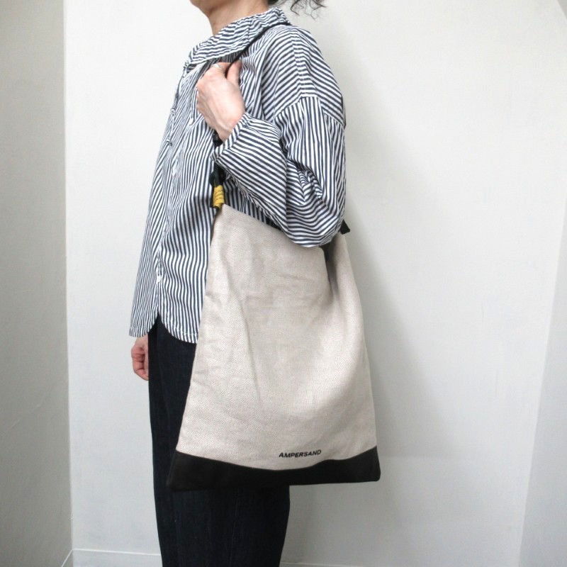 Ampersand リネン×レザーフラットバック 【日本製】